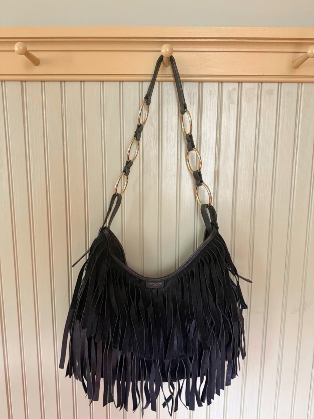 Vtg YSL Tom Ford Era Suede Leather Fringe Hobo La Boheme Bag with GHW